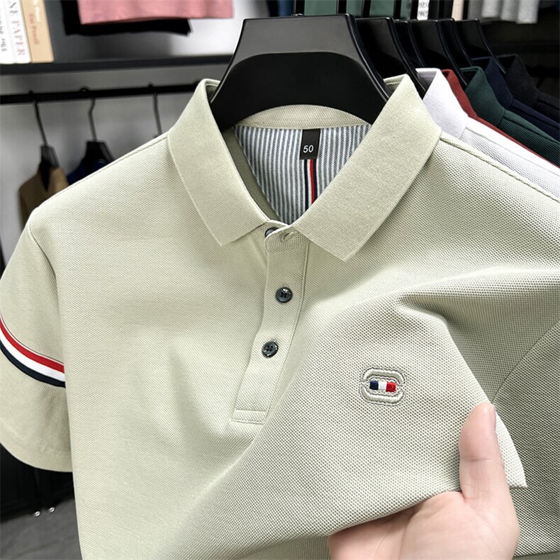 短袖polo衫男夏季新款纯棉翻领商务休闲百搭刺绣男士t恤潮,男装T恤,电商B212（原钱塘6029）