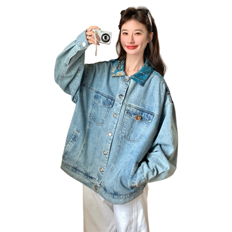 2026春装新款爆版油画拼接休闲牛仔外套2C375-601-P155-K248,女装短外套,2C375