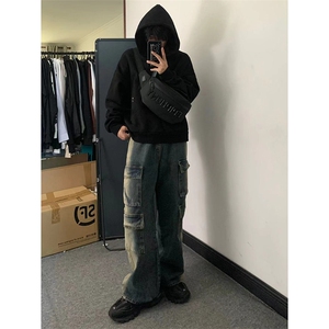 B221 美式ins高街重工艺宽松做旧工装牛仔裤子 LK23143-P80 控108图片