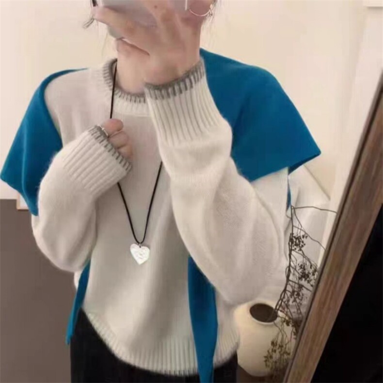 针织打底衫女2024秋装新款气质内搭气质套头毛衣,女装羊毛衫,锦瑟羊绒