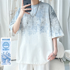 2025夏季新款旋律风车大码冰丝速干短袖M-5XHT25535-特P30，男装T恤，电商A022