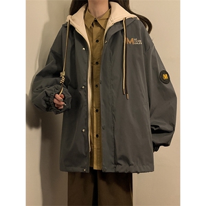 春秋季假两件连帽夹克大码新款夹克外套XZ102B-1-JK2682P85图片