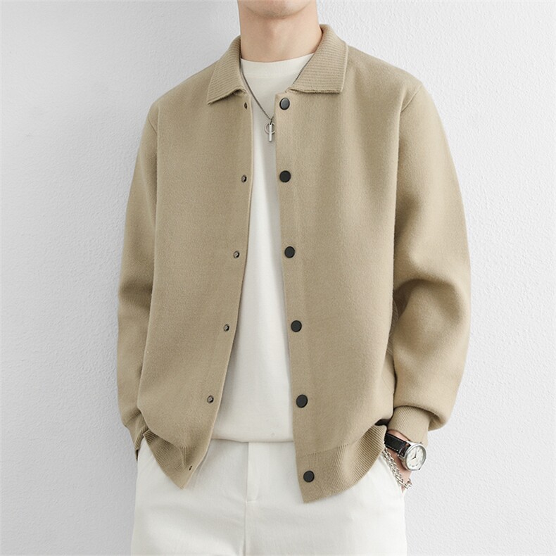 轻奢针织开衫男士外套毛衣秋冬季2025新款休闲百搭男翻领夹克，男装针织衫/毛衣，星座914