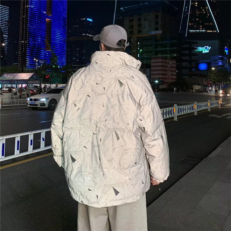 冬季立领反光衣男加厚ins潮牌帅气百搭宽松外套服W2243-P82,男装棉衣,星座512-4