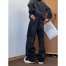 xz905-2-Z045#P65-（控98）美式高街宽松阔腿牛仔裤，男装牛仔裤，星座905