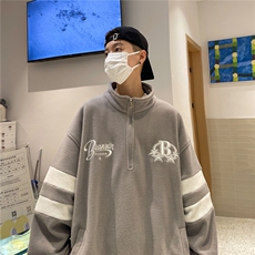 秋冬立领半拉链保暖刺绣双面摇粒绒百搭套头卫衣RWY239-P65控88，男装卫衣，电商B370