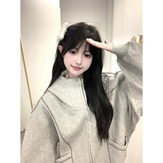 抖音得物高品质秋冬美式高街重磅结构辑明线纹理连帽卫衣外套W111，男装卫衣，电商A486