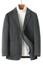 HYD82366秋冬2026年男士新款双面呢脱卸羽绒大衣羊毛外套呢子外套，男装毛呢大衣，电商B360