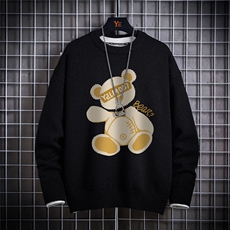 1日系宽松休闲中性情侣针织衫男潮流印花毛衣男7788P48加绒P55，男装针织衫/毛衣，星座226-2