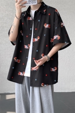 8XL-M腊肠狗花衬衫男短袖夏季冰丝薄款花衬衣寸衫外套DC28003P38，男装T恤，电商B312