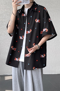 8XL-M腊肠狗花衬衫男短袖夏季冰丝薄款花衬衣寸衫外套DC28003P38图片