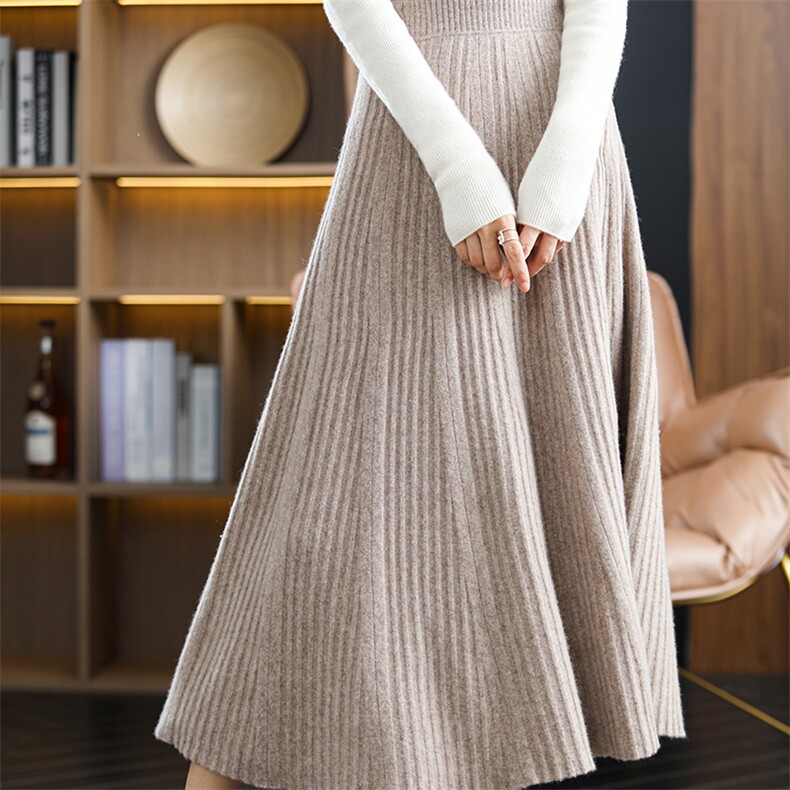 简约时尚潮流半身裙休闲秋装中长款纯色气质裙子，女装半身裙，片语羊绒