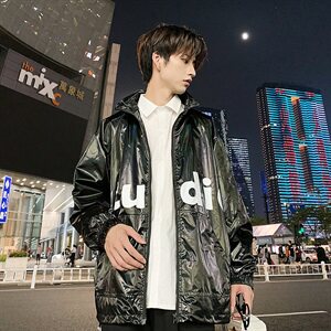 港风炫彩反光夹克男大码宽松字母印花外套 A090-JK50 P85 限118图片