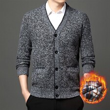 外贸秋冬男士针织开衫青中年加绒加厚长袖毛衣休闲外套KF8801P42，男装针织衫/毛衣，星座306A