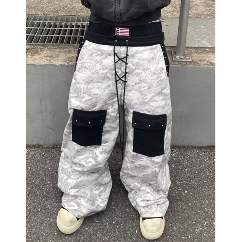 印花扎染垂感阔腿牛仔裤女秋季高腰休闲宽松显瘦拖地长裤K8051,男装牛仔裤,星座1116A（原606A-3）