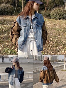 两色拼接牛仔外套,其它,衣生缘