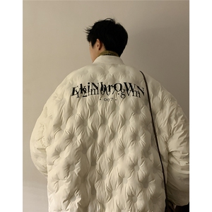 1港风定制面料宽松保暖棒球领大码M-5XL羽绒服外套8709P168控229图片