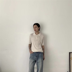 美式复古肌理感短袖男女POLO衫潮牌夏季宽松翻领体恤高街透气上衣，男装Polo衫，星座506A