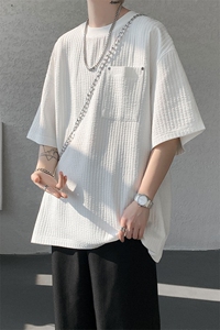 仓库现货T10138-特批35 控68 肌理感高品质圆领大码短袖T恤图片