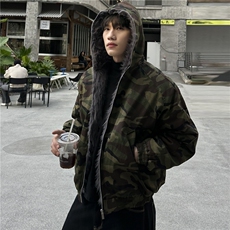 图美式复古夹棉迷彩座山雕加绒保暖外套男女秋冬棉衣棉服夹克，男装夹克，电商C307