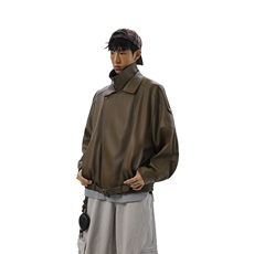 荔枝纹高端双层领廓形设计大码M-5XL机车皮衣JK78095特P118控178，男装皮衣，星座227-7