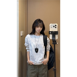 秋冬男士卫衣新款扎染压褶圆领休息外套打底卫衣常规P39加绒49图片