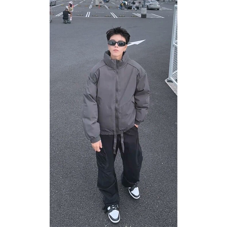 现货冬季美式休闲加厚雪山外套夹克立领纯色三防户外工装棉服,男装夹克,电商A486-1