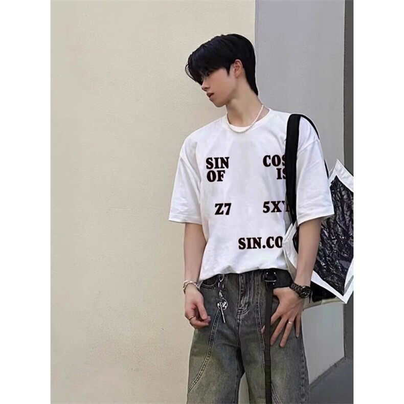 网络图现货！260G重磅T恤高级感美式复古小领口短袖RG54-P35,男装T恤,星座1005-6