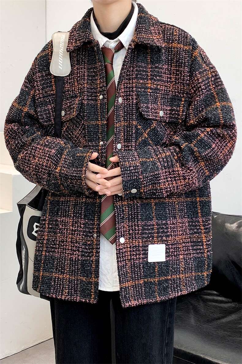 秋上新青少年港风格子衬衫休闲翻领上衣外套男女8362-P90控价128,男装衬衫,电商A441-1