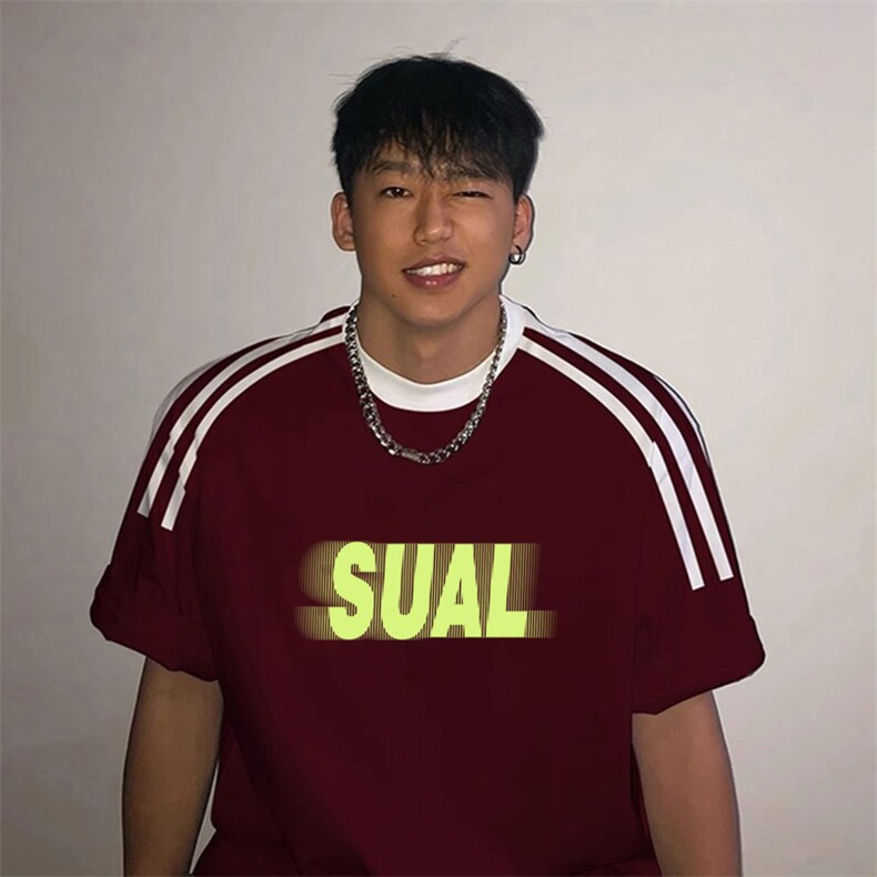 夏季美式高街重磅纯棉三条杠织带撞色男女短袖T恤ZD329-特P30图片