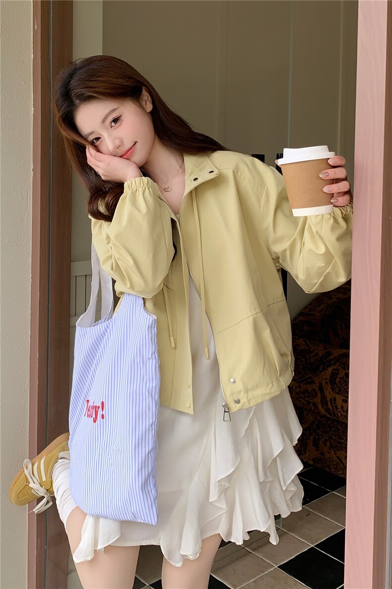 [现货新款]浅黄色休闲短外套女宽松春秋上衣2C353--723#P165K268,女装短外套,2C353