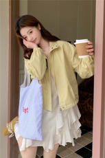 [现货新款]浅黄色休闲短外套女宽松春秋上衣2C353--723#P165K268，女装短外套，2C353