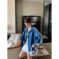 老钱刺绣牛仔休闲三道杠宽松外套，女装短外套，四季星座505