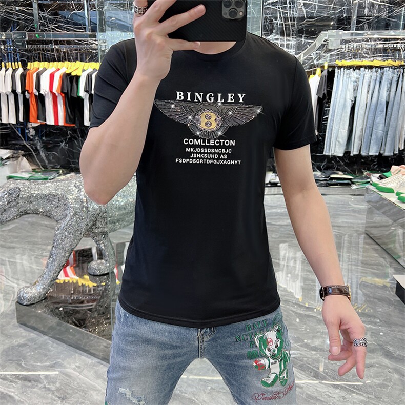 新款时尚高端精品欧货夏季男T恤短袖潮流抖音A227B-A-715-P45,男装T恤,电商A227B（原钱塘4066-1）
