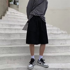 日系原宿风灯芯绒休闲短裤男士夏季宽松百搭学生运动阔腿中裤，男装牛仔裤，星座1013