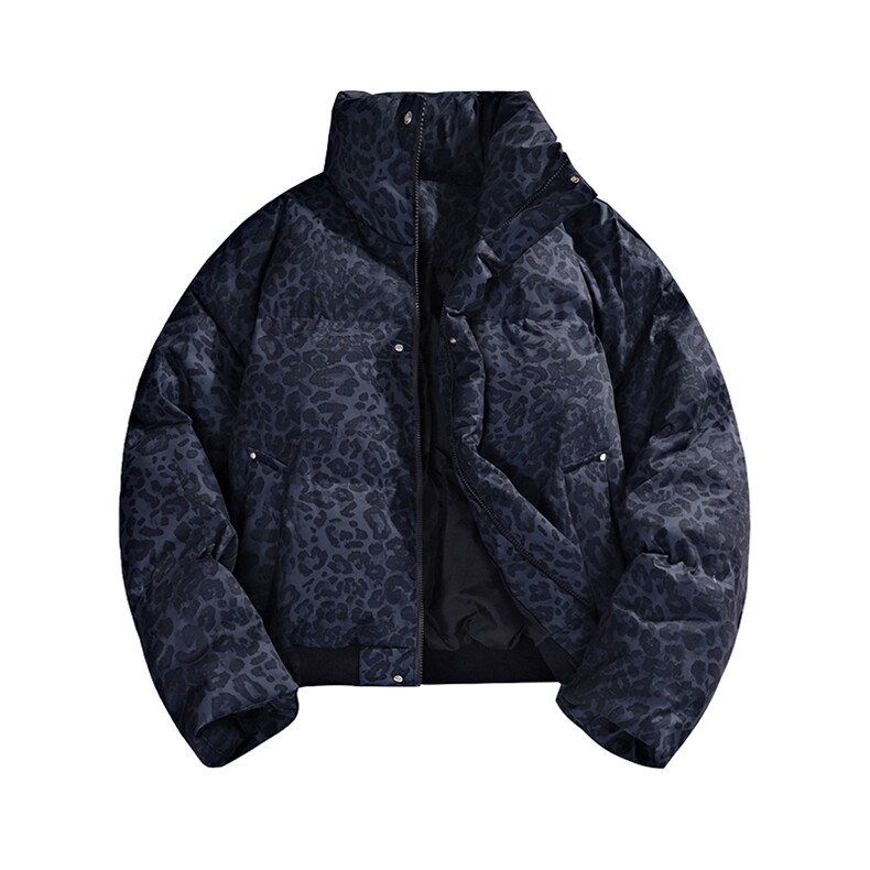 支持二开冬装加棉加厚立领棉服男女棉衣外套豹纹面包服M820-P75,男装棉衣,电商A441