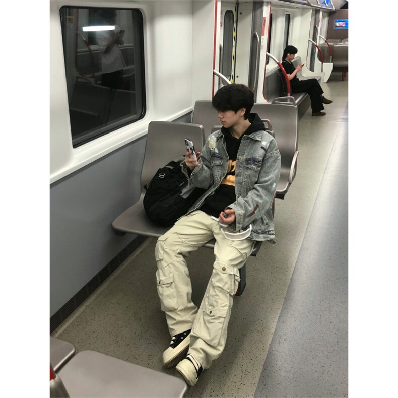 【有货】美式复古泼墨涂鸦破洞牛仔外套男款工装夹克J61LL-特P72,男装夹克,星座1007（原301D）
