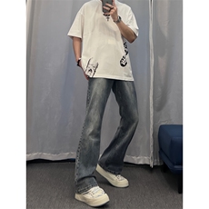 美式hiphop牛仔裤修身直筒微喇叭裤68，男装牛仔裤，星座310A-4