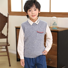 时尚百搭男童马甲秋冬新款舒适针织背心休闲可爱儿童毛衣外套，童装马甲，伊绒腾羊绒