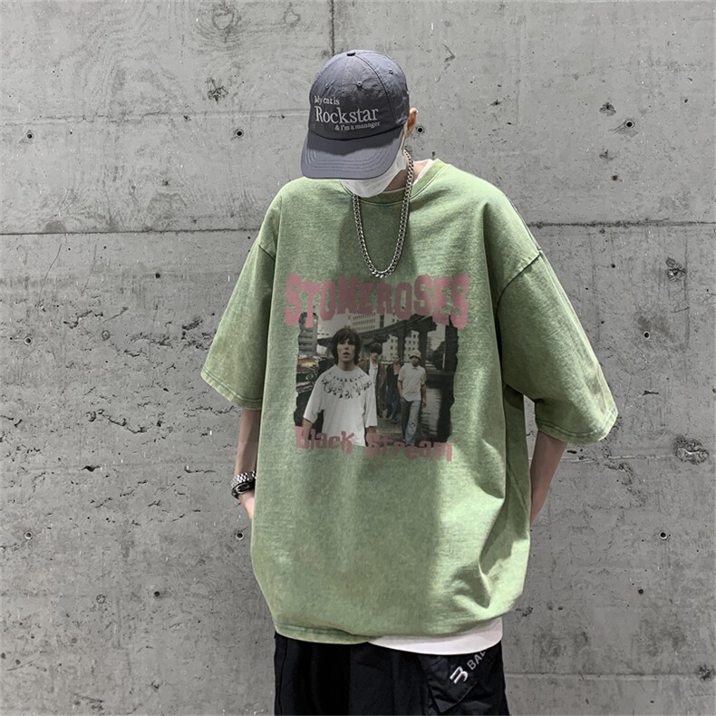 XZ517A-6TX09P35夏季新款水洗做旧T恤,男装T恤,星座517A-6