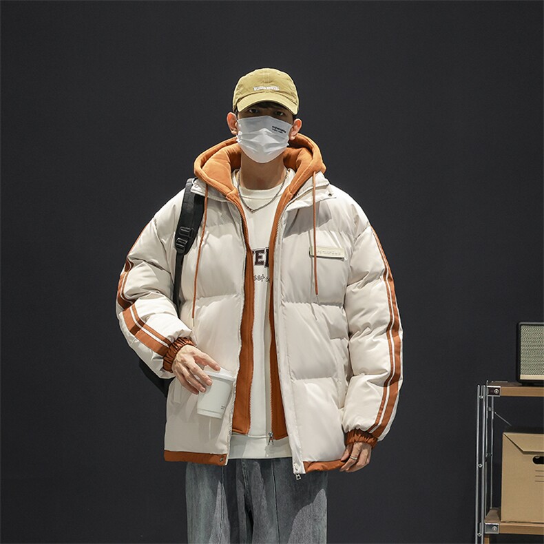 棉衣男冬新款男士青年保暖棉服情侣款假两件加厚连帽外套M082-P65,男装棉衣,星座1403A
