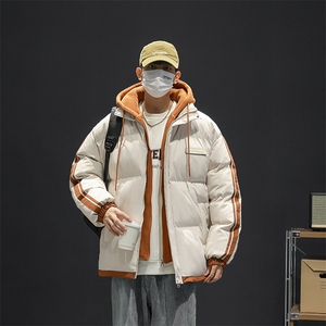 棉衣男冬新款男士青年保暖棉服情侣款假两件加厚连帽外套M082-P65图片