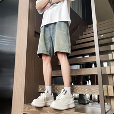 牛仔短裤夏季美式复古水洗宽松潮牌直筒帅气百搭五分裤VS229P37，男装牛仔裤，星座1013-1
