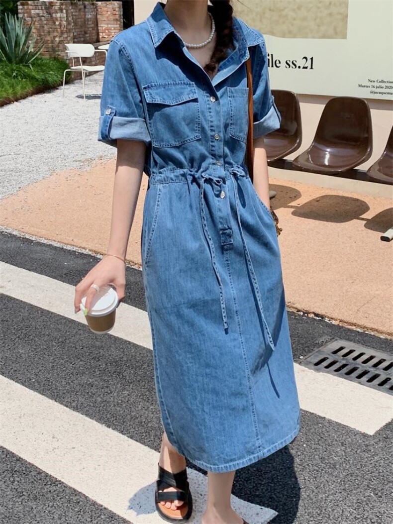 牛仔连衣裙，女装连衣裙，肆尔