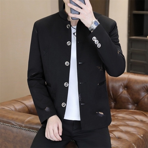 XF508-P80 男士印花小西装男韩版修身立领中山装休闲西服薄款图片