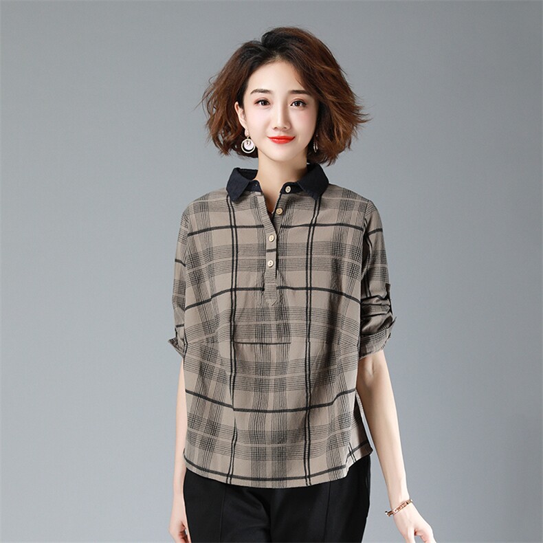 洋气优雅减龄时尚潮流小香风时尚舒适百搭个性衬衫格子通勤，女装衬衫，叶笙衣