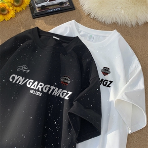 可48小时发货支持抖音得物来样二开 美式满天星亮片短袖T恤MTX677图片