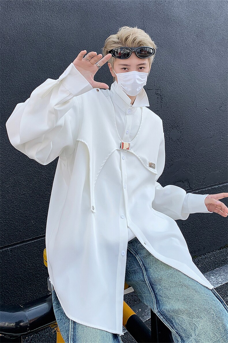 男装衬衫24春季潮牌男士叠穿宽松垂感长袖衬衣XZ514-2-202415-P78,男装衬衫,星座514-2(原B239)