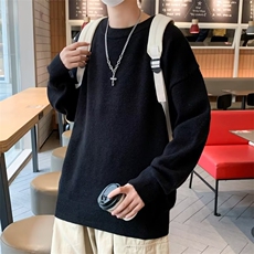 纯色圆领毛衣男秋季新款高街ins针织衫港风休闲宽松线衣M970-P43，男装针织衫/毛衣，星座512-2