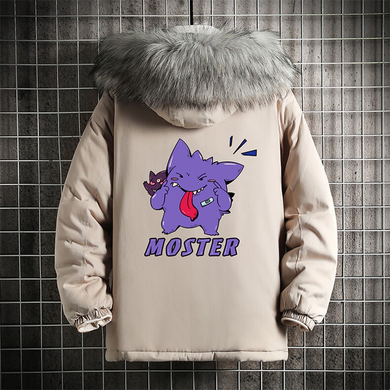 MM48087-P130 冬季大毛领棉衣男士大码加厚棉袄男棉服 网格图片